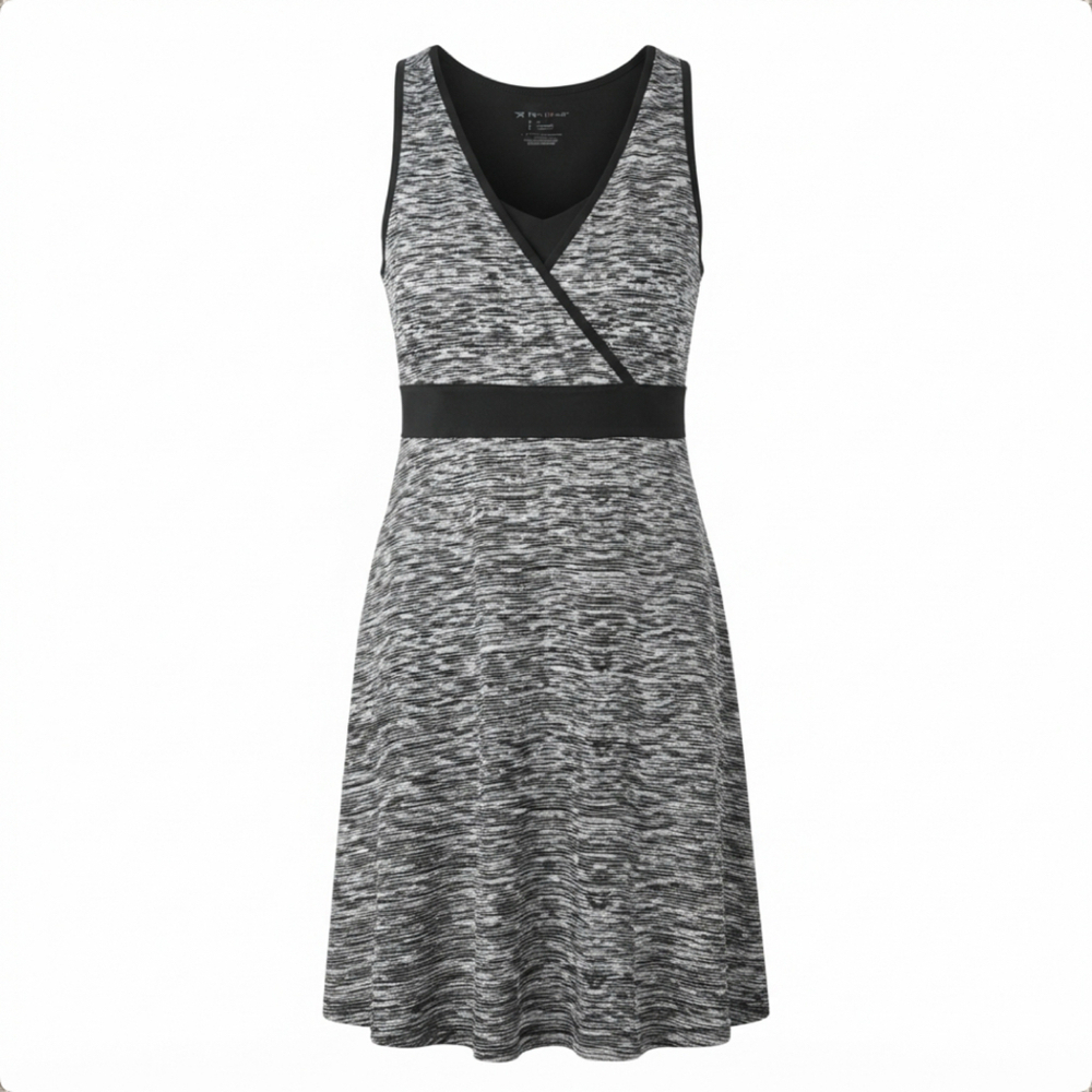 Tek Gear Athletic Dress Built-In Shelf Bra Space Dye Grey White SZ-M